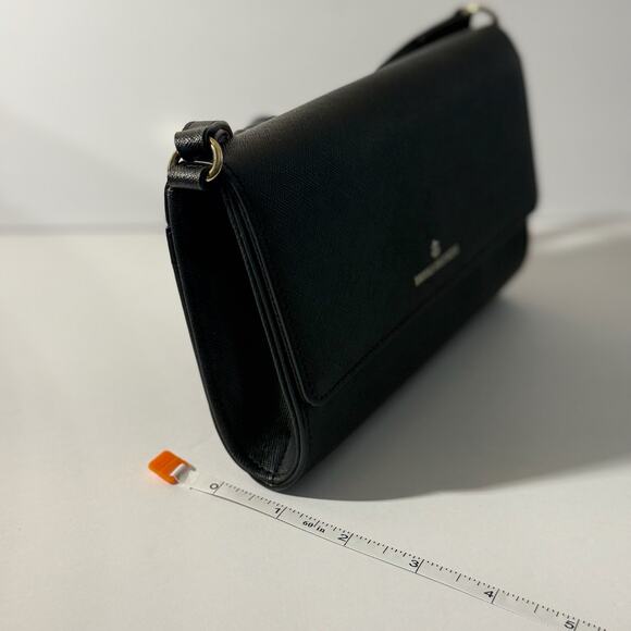 👜 Brooks Brothers Black Leather Crossbody Purse Shoulder Bag Saffiano Leather - Picture 6 of 7